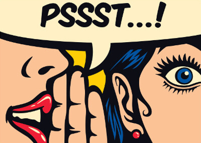 Comic zeigt zwei Frauen mit Sprechblase "PSSST...!"