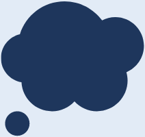 Grafik einer blauen Gedankenwolke