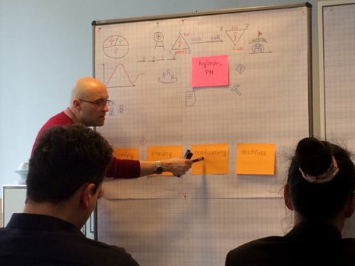 Foto von Dozent mit Flipchart